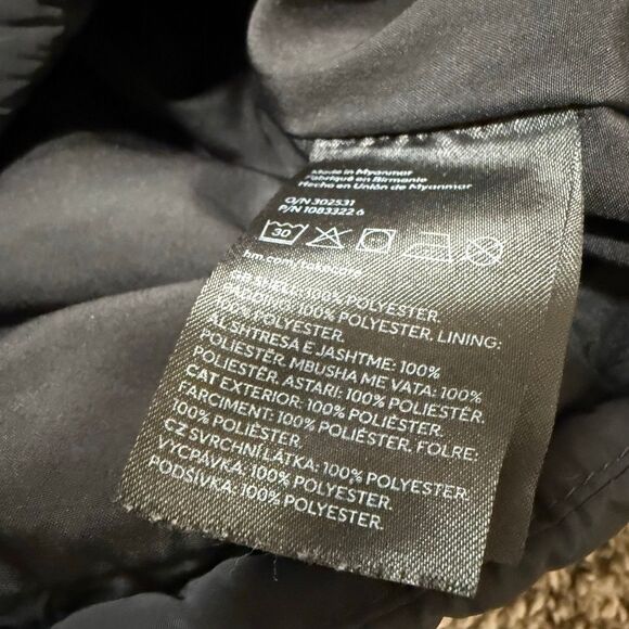 H&M Divided Black Puffer Bomber Aviator Black Coat Jacket Cropped Large - Picture 4 of 6